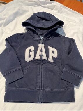 3T GAP Navy Hooded Zip Sweatshirt with White Logo